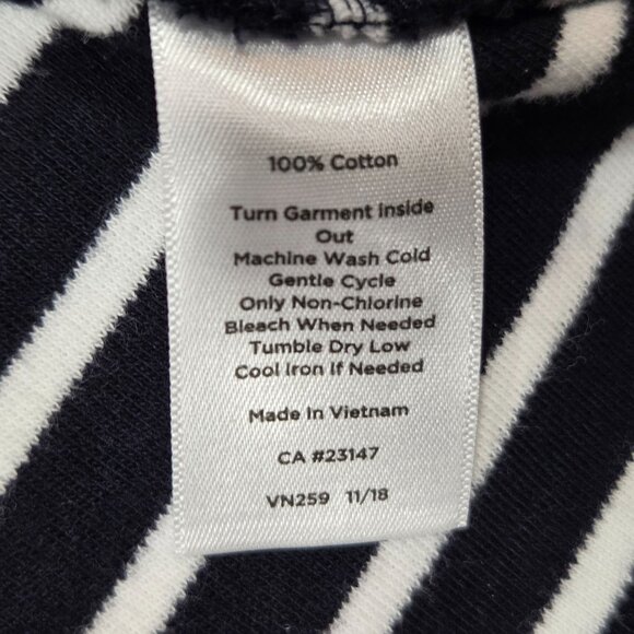 Talbots Dress Small Navy White Stripe Edie Fit Flare Preppy Nautical Pockets - Picture 6 of 9